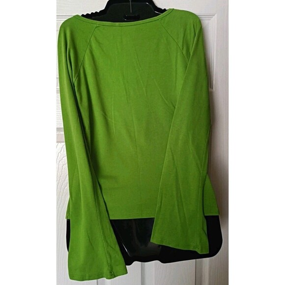 Y2K Bell Sleeve Babydoll T Shirt  Med Split Neck Green Whimsigoth Fairy Grunge - Picture 2 of 6